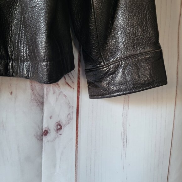 Perry Ellis Men’s XL Classic Soft Leather Jacket, Brown, Lined, Adjustable Cuff - Picture 3 of 13